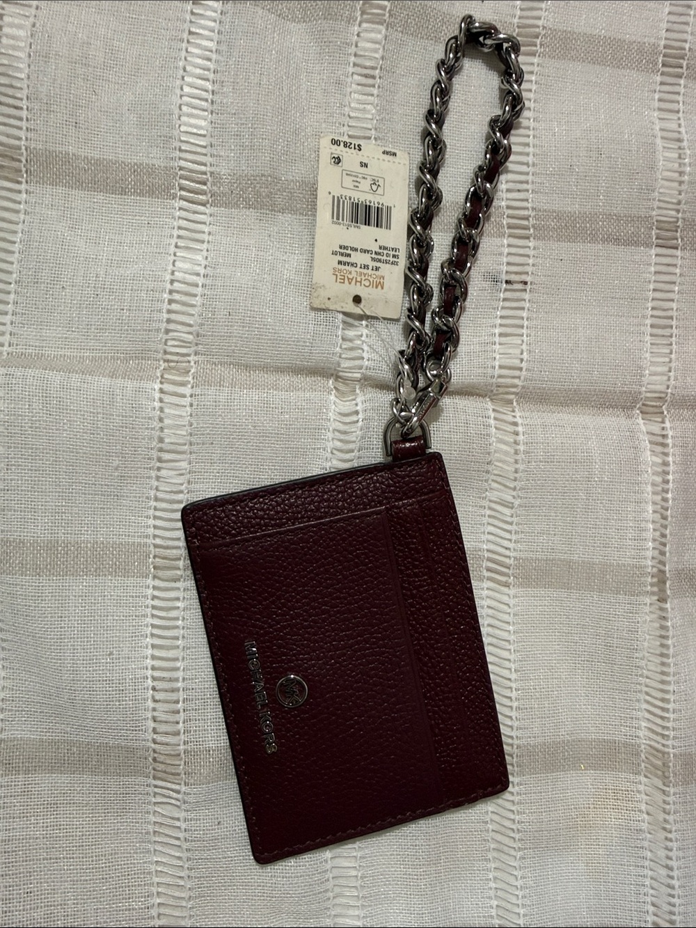 Michael Kors Burgundy Cardholder with Silver Chain